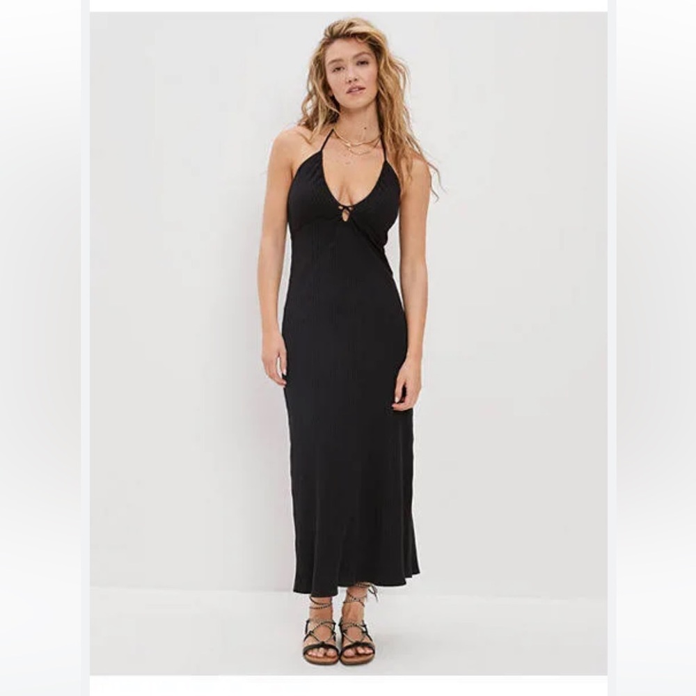 AE Knit Ruched-Front Midi Dress- Medium